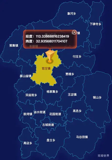 echarts驻马店市泌阳县geoJson地图点击地图获取经纬度